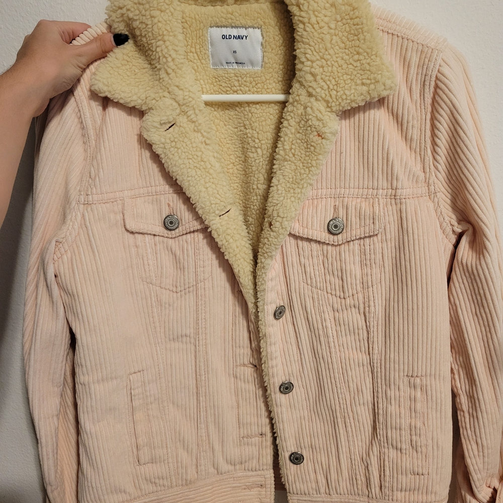 Old Navy Women's Light Pink Corduroy Teddy Jacket